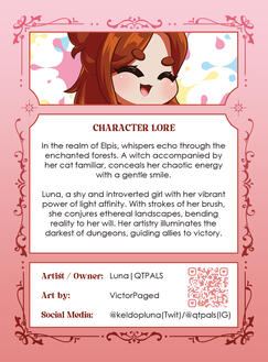 Luna Trading Card - Back View, Lore Luna Trading Card - Back View, Lore